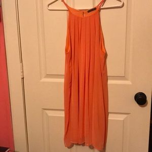Pleated orange tank top dress